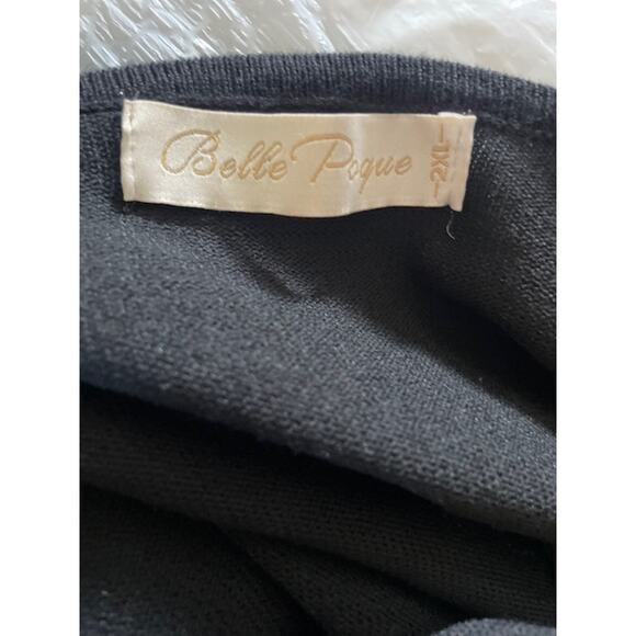 Belle Poque Size 2XL Cardigan Button Up Sweater Black w/ White Trim - Picture 5 of 5